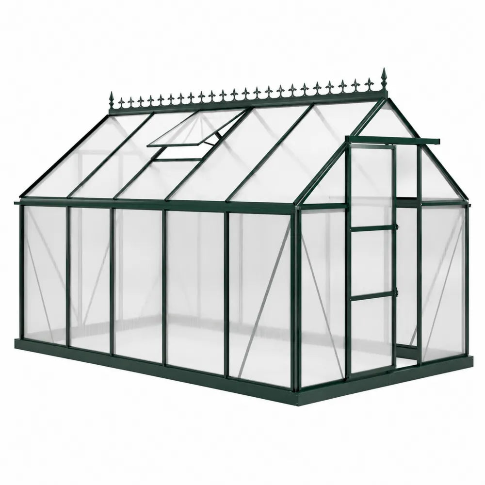 Aluminum Greenhouse with Clear Polycarbonate Panels 250cm x 190cm x 195cm