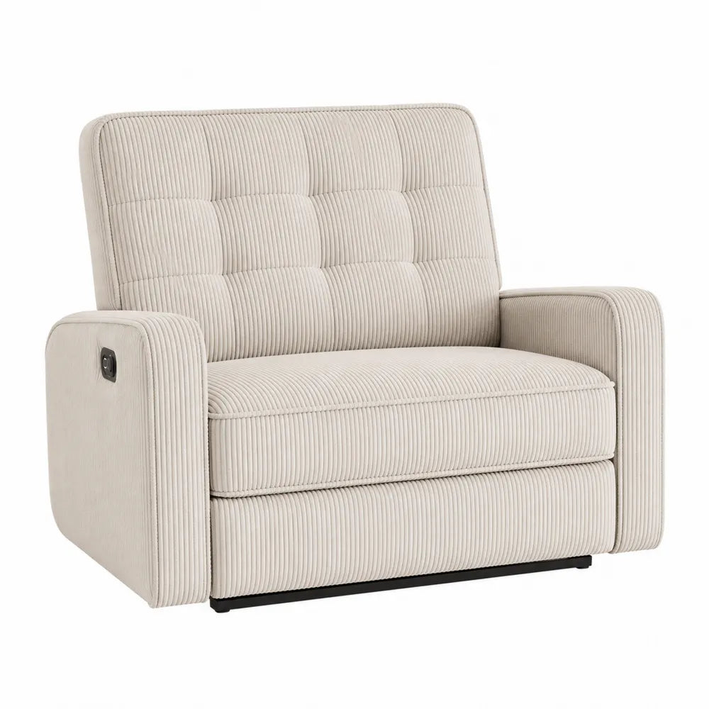 Corduroy Recliner Chair Beige with USB Charging Port