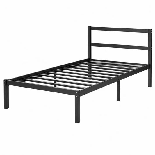 Metal Bed Frame Black Steel 90x190 cm
