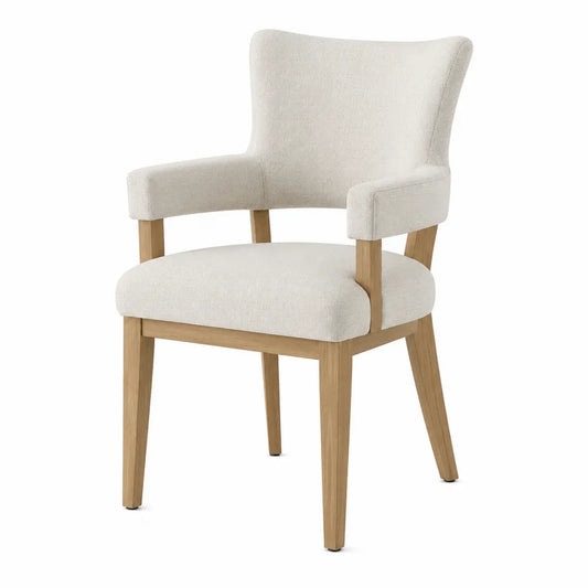 Dining Chair with Upholstered Oak Frame in Beige