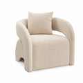 Beige Bouclé Fabric Armchair with Pillow 85cm