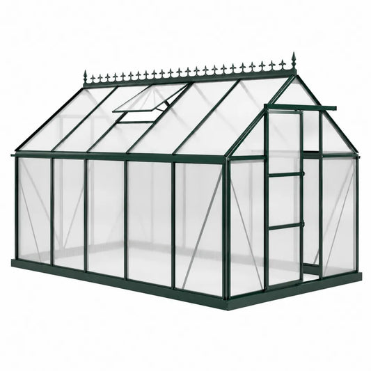 Aluminum Greenhouse with Clear Polycarbonate Panels 250cm x 190cm x 195cm
