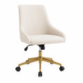 Office Chair with Polyester Upholstery and Steel Base, Beige, 45cm