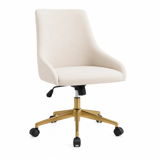 Office Chair with Polyester Upholstery and Steel Base, Beige, 45cm