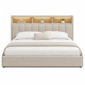 Fabric King Bed with Storage Headboard