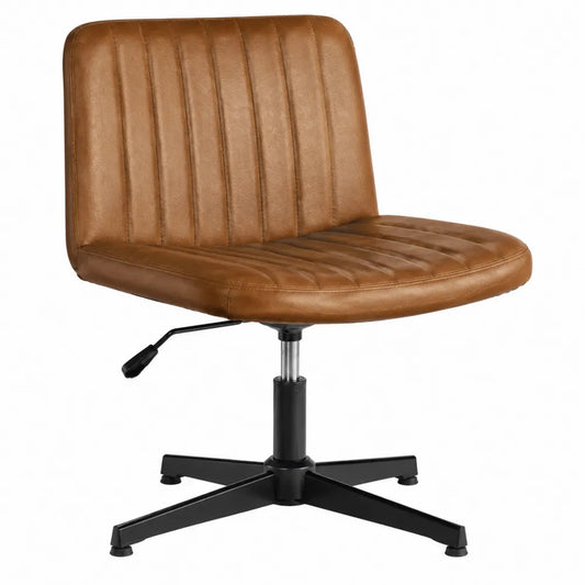 Brown Faux Leather Office Chair with Adjustable Height