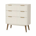 3-Drawer MDF Chest with Wood Legs White 90cm