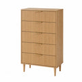 Oak Tall Dresser with 5 Drawers 120cm Height