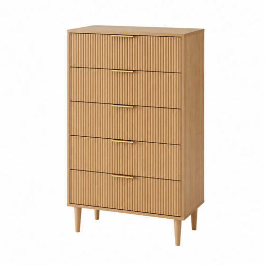 Oak Tall Dresser with 5 Drawers 120cm Height