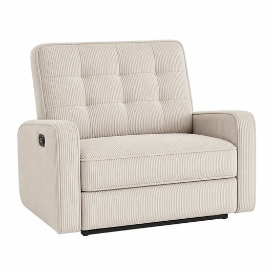 Corduroy Recliner Chair Beige with USB Charging Port