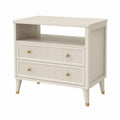 MDF Nightstand with Open Shelf and 2 Drawers, White, 60x40x70 cm