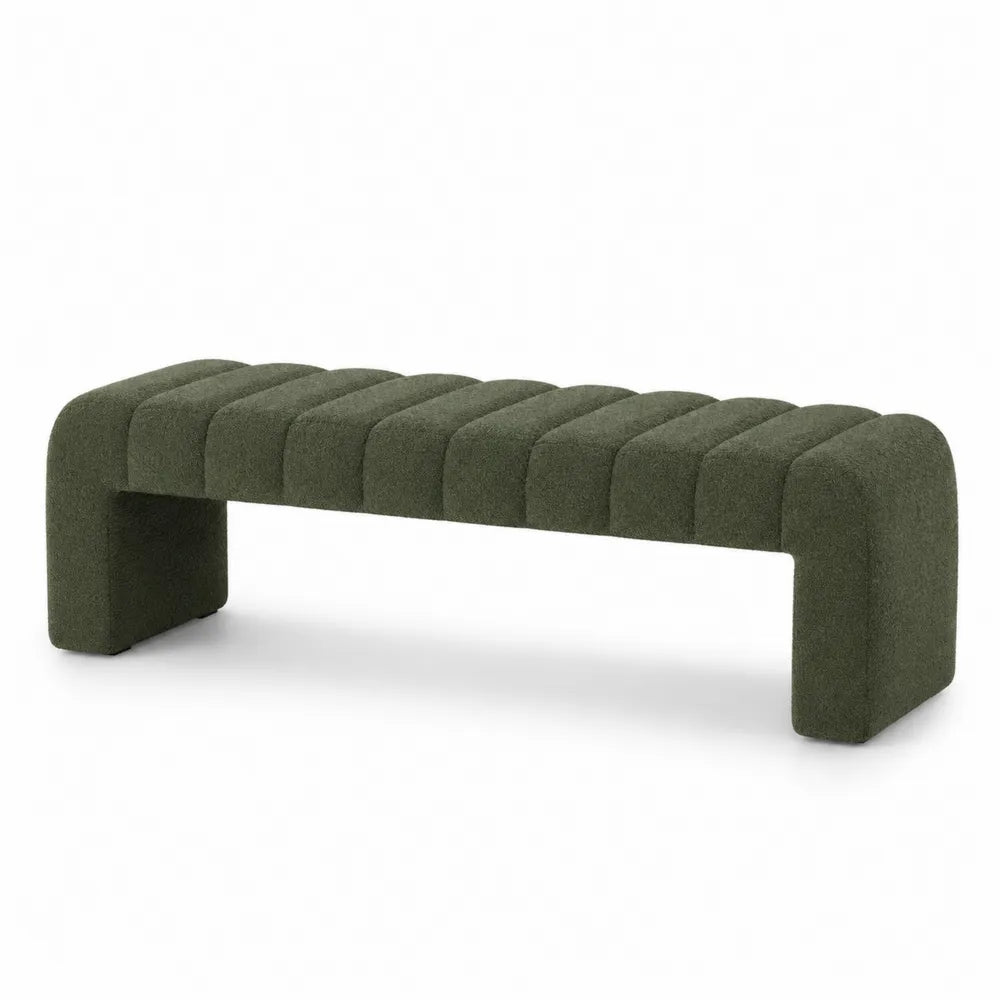Olive Fabric Upholstered Bench with Foam Padding