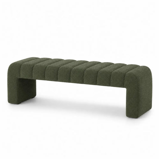 Olive Fabric Upholstered Bench with Foam Padding