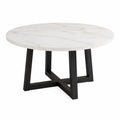 Round Marble Top Dining Table with Metal Legs