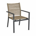 Outdoor Chair with Armrests Metal Frame Synthetic Rope Seat Beige 80cm