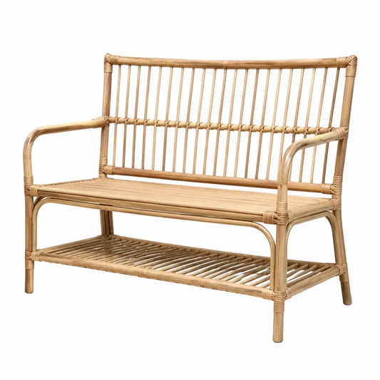 Rattan Outdoor Bench Two-Seater Natural
